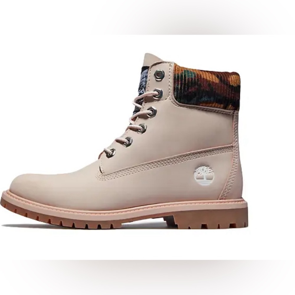 Timberland Boots 6in Heritage Womens 8.5 Camo Rosa Pink Leather Waterproof New